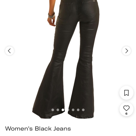 Rock and roll black leather flare jeans - Picture 6 of 6